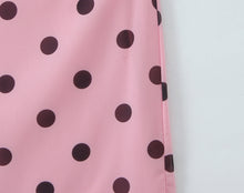 Load image into Gallery viewer, Gentle Elegant Pink Polka Dot Brace Dress Women Vintage Backless Lace up Design Tight Waist Maxi Dress