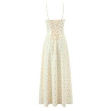 Load image into Gallery viewer, Women Clothing French Yellow Floral Drawstring Strap Dress Summer Sweet Slim Fit Vacation Beautiful Dress