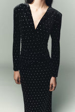 Load image into Gallery viewer, Women Clothing Autumn Bright Beaded Velvet Midi Dress