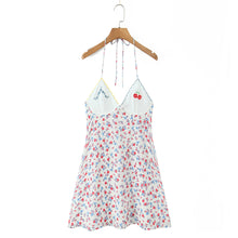 Load image into Gallery viewer, Sexy French Sweet Embroidered Printed V neck Halter Dress Women Summer Seaside Vacation Casual Cami Dress