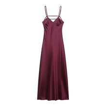 Load image into Gallery viewer, Autumn Silk Satin Texture Midi Skirt Dress