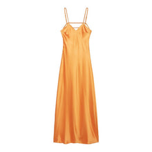 Load image into Gallery viewer, Autumn Silk Satin Texture Midi Skirt Dress