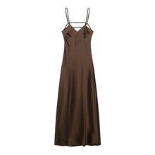 Load image into Gallery viewer, Autumn Silk Satin Texture Midi Skirt Dress