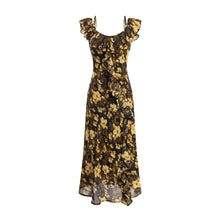 Load image into Gallery viewer, Vintage Floral Ruffled Stitching Elegant Dress Summer Tight Waist Slim Fit Seaside Holiday Midi Dress Women