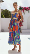 Load image into Gallery viewer, Summer Dress Geometric Abstract Graffiti Printed Waist Controlled Swing Cami Dress Women
