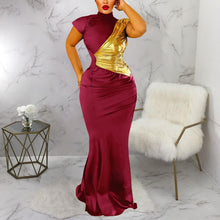 Load image into Gallery viewer, Women Clothing Color Contrast Bronzing Sexy Slim Dress