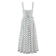 Load image into Gallery viewer, French Retro Dots Printed Lace Trim Holiday Dress Summer Waist Trimming Lace up Slim Fit Holiday Cami Long Dress