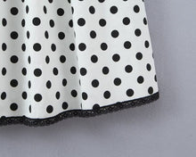 Load image into Gallery viewer, French Retro Dots Printed Lace Trim Holiday Dress Summer Waist Trimming Lace up Slim Fit Holiday Cami Long Dress