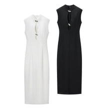 Load image into Gallery viewer, Autumn Winter Sexy Sexy Solid Color Slim Sleeveless Hollow Out Cutout Dress