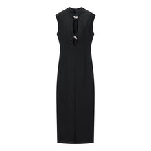 Load image into Gallery viewer, Autumn Winter Sexy Sexy Solid Color Slim Sleeveless Hollow Out Cutout Dress