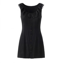 Load image into Gallery viewer, Spring French Slim Lace Square Collar Single Breasted Cinched Sleeveless Mini Dress