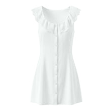 Load image into Gallery viewer, Spring French Slim Lace Square Collar Single Breasted Cinched Sleeveless Mini Dress