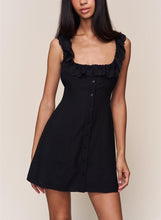 Load image into Gallery viewer, Spring French Slim Lace Square Collar Single Breasted Cinched Sleeveless Mini Dress