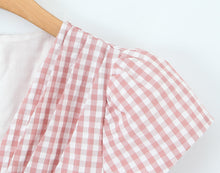 Load image into Gallery viewer, Women Clothing Spring Sweet Youthful Short Slim Plaid Waist Tight A line Dress