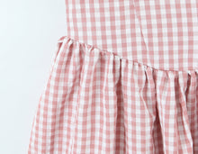Load image into Gallery viewer, Women Clothing Spring Sweet Youthful Short Slim Plaid Waist Tight A line Dress