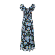 Load image into Gallery viewer, Summer Pastoral Fresh Beautiful Vacation Flying Sleeves Printed Waist Controlled Dress