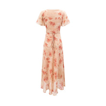 Load image into Gallery viewer, Women Clothing Elegant Pink Floral V neck Pullover Dress Women Waist Controlled Slimming Dress