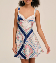 Load image into Gallery viewer, French Romantic Printed Satin Mini Strap Dress Women Bow A line Dress