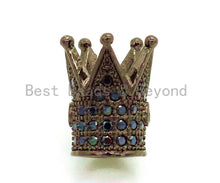 Load image into Gallery viewer, CZ King Crown Black Micro Pave Beads, Cubic Zirconia Crown Space Beads,Men's Women's Jewelry Making, 10x8mm, Sku#G114