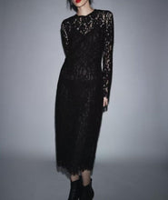 Load image into Gallery viewer, Autumn Women Clothing Fashionable Simple Black Lace Transparent Long Sleeve Dress