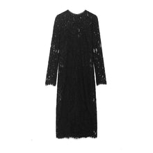 Load image into Gallery viewer, Autumn Women Clothing Fashionable Simple Black Lace Transparent Long Sleeve Dress