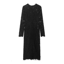 Load image into Gallery viewer, Autumn Women Clothing Fashionable Simple Black Lace Transparent Long Sleeve Dress