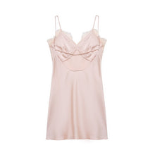 Load image into Gallery viewer, Early Spring Women Clothing Elegant Fashionable Slimming Silk Satin Lace Stitching Cami Dress