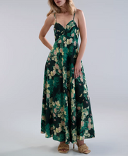 Load image into Gallery viewer, Women Clothing French Blackish Green Rose Printed Elegant Slim V neck Vacation Strap Maxi Dress