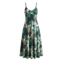 Load image into Gallery viewer, Women Clothing French Blackish Green Rose Printed Elegant Slim V neck Vacation Strap Maxi Dress