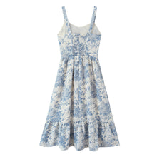 Load image into Gallery viewer, Floral Swallow Print Slim Fit Slimming Large Cami Dress for Women Spring