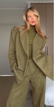 Load image into Gallery viewer, Women Clothing Spring Office One Button Blazer High Waist Wide Leg Pants