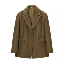 Load image into Gallery viewer, Women Clothing Spring Office One Button Blazer High Waist Wide Leg Pants