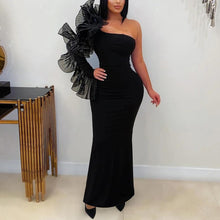 Load image into Gallery viewer, Shoulder Folding Lotus Leaf Maxi Dress Women Party