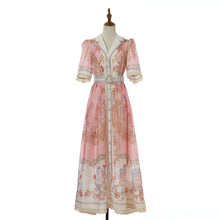 Load image into Gallery viewer, Women Autumn Print Stand Up Collar Single Button Elegant And Stylish Long Sleeved Dress