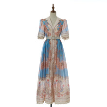 Load image into Gallery viewer, Women Autumn Print Stand Up Collar Single Button Elegant And Stylish Long Sleeved Dress