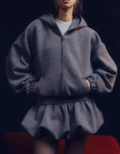 Load image into Gallery viewer, Women Clothing at Spring Concise Gray Flash Point Hooded Jacket with Skirt Two Piece Sets
