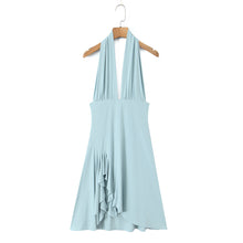 Load image into Gallery viewer, Women Summer Hem Irregular Asymmetric Backless Hanging Collar Dress