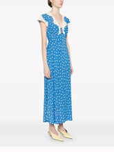 Load image into Gallery viewer, Autumn Women Elegant V Collar Polka Dot Lace Stitching Dress