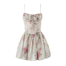 Load image into Gallery viewer, French Floral Strap Dress for Women Summer Sexy Holiday Slim Fit Slimming Cinched Short Dress