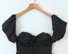 Load image into Gallery viewer, French Flying Sleeve Polka Dot Dress Women Retro Sexy off Shoulder Tube Top Lace up Waist A line Skirt
