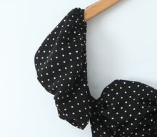 Load image into Gallery viewer, French Flying Sleeve Polka Dot Dress Women Retro Sexy off Shoulder Tube Top Lace up Waist A line Skirt