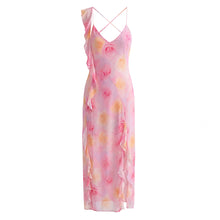 Load image into Gallery viewer, Women Clothing Spring Vacation Romantic Ruffled Irregular Asymmetric Backless Mop Dress