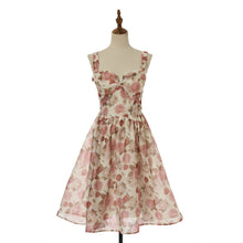 Load image into Gallery viewer, Women Elegant Silk And Linen Pleated Short Dress With Vacation Style