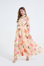 Load image into Gallery viewer, Women Printed Shirt Long Sleeved High Waisted Dress