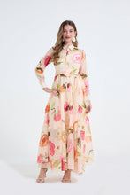Load image into Gallery viewer, Women Printed Shirt Long Sleeved High Waisted Dress