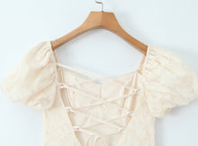 Load image into Gallery viewer, Women Floral Lace up Short Sleeve Dress Spring Summer Sexy Backless Slim Fit Maxi Dress