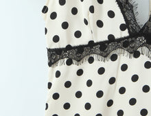Load image into Gallery viewer, Sexy Lace Deep V Plunge neck Puff Sleeve Polka Dot Dress Tight Waist Slim Fit Sexy Midi Dress for Women