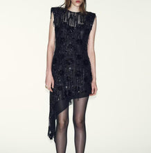 Load image into Gallery viewer, Women Clothing Spring Sequin Asymmetric Sleeveless Slim Dress