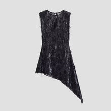 Load image into Gallery viewer, Women Clothing Spring Sequin Asymmetric Sleeveless Slim Dress