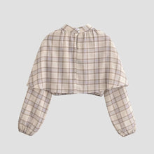 Load image into Gallery viewer, Women Clothing Spring Personalized Plaid Laminated Decoration Stand Collar Short Top